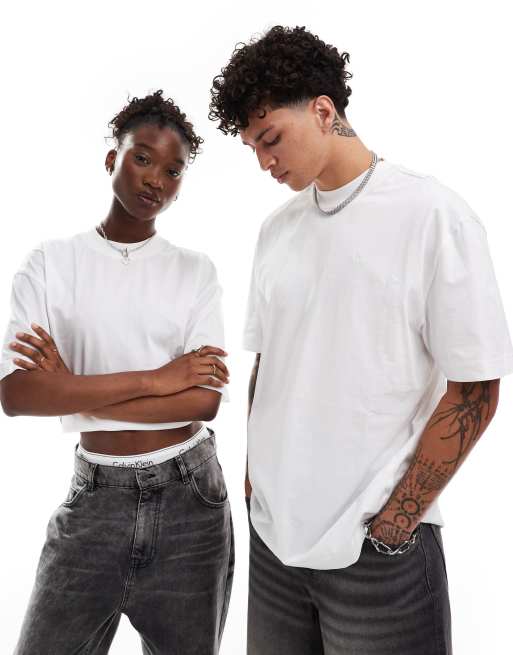 Calvin Klein Jeans Pride unisex oversized backprint t shirt in white