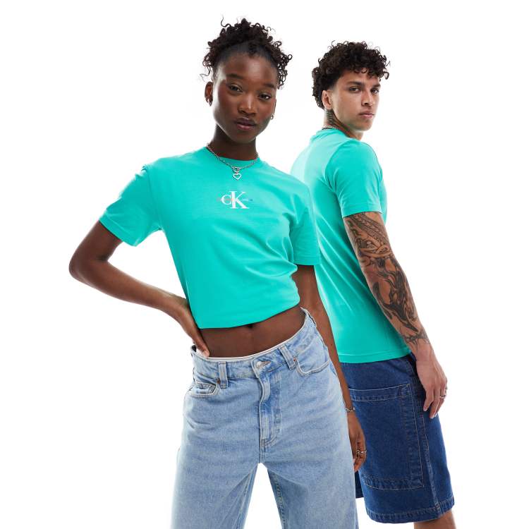 Calvin Klein Jeans Pride unisex slim t shirt in green ASOS