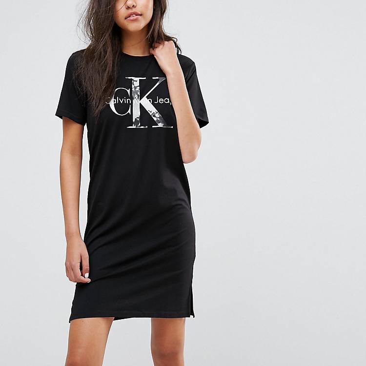 Calvin Klein Jeans Print Logo T-Shirt Dress | ASOS