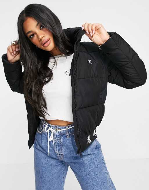 Calvin Klein Jeans puffer jacket with logo patch, ASOS