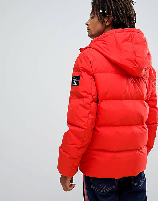 Calvin Klein Jeans puffer jacket with logo patch | ASOS