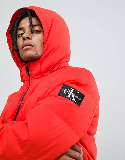 Calvin Klein Jeans puffer jacket with logo patch | ASOS