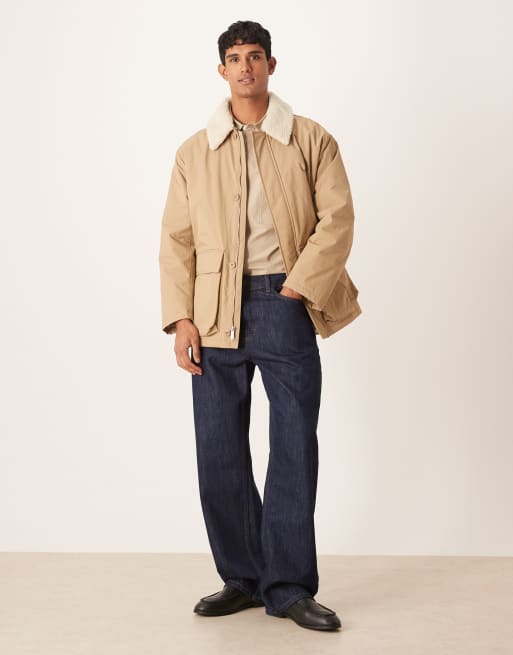 Calvin Klein Jeans – Pufferjacke in Sandbeige mit abnehmbarem Pelzkragen, 2 von 5