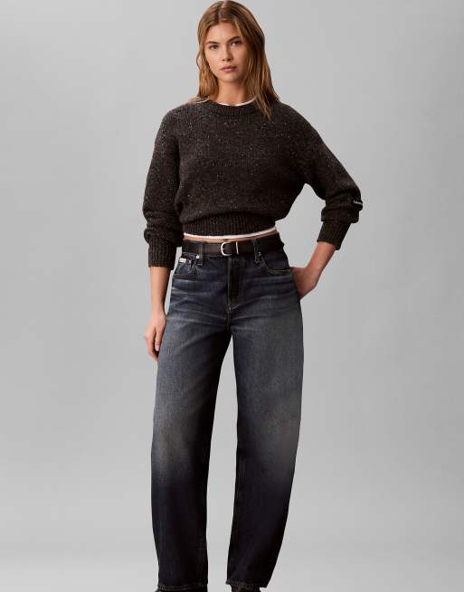 Calvin Klein Jeans pull col rond ample couleur gunmetal, 2 de 6