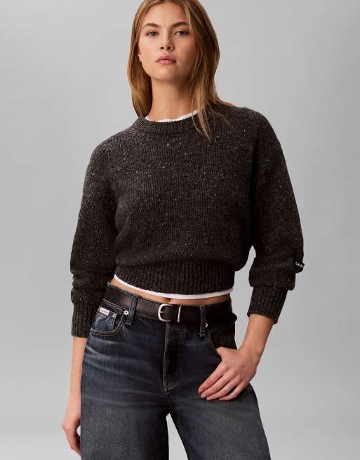 Calvin Klein Jeans pull col rond ample couleur gunmetal, 3 de 6