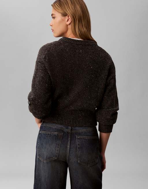Calvin Klein Jeans pull col rond ample couleur gunmetal, 4 de 6