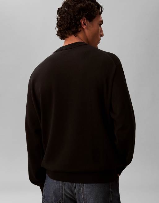 Calvin Klein Jeans - Pull décontracté en coton à monogramme - Noir, 4 de 5