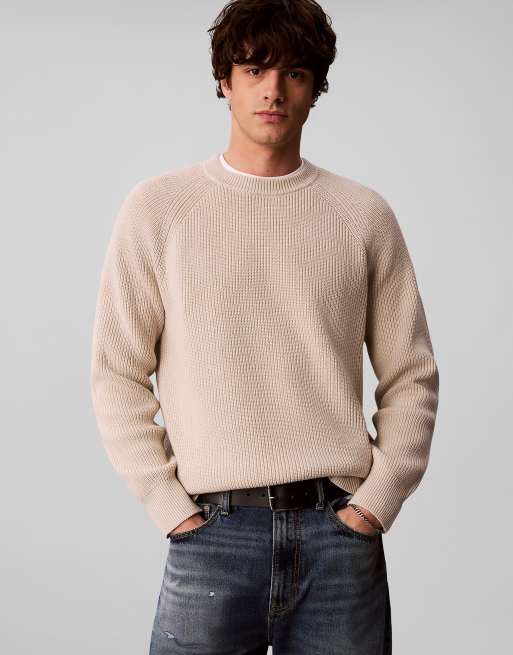 Calvin Klein Jeans Pullover aus Wollmix mit Rippstruktur in moonstruck, 2 von 6