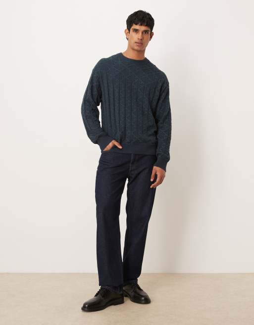 Calvin Klein Jeans – Pullover in Marineblau mit Monogramm-Logo und Rundhalsausschnitt , 2 von 5