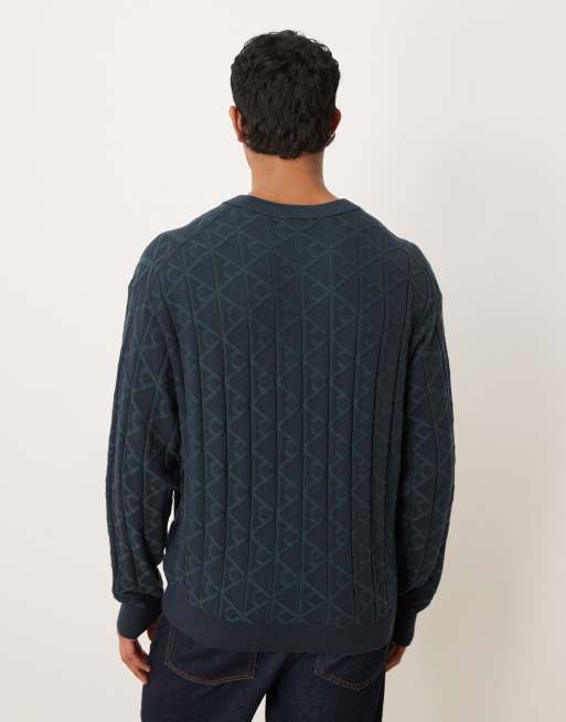 Calvin Klein Jeans – Pullover in Marineblau mit Monogramm-Logo und Rundhalsausschnitt , 3 von 5