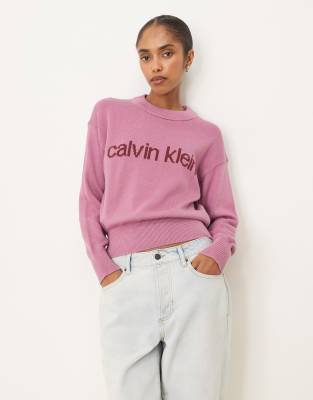 Calvin Klein Jeans - Pullover in Rosa mit Logo-Rot