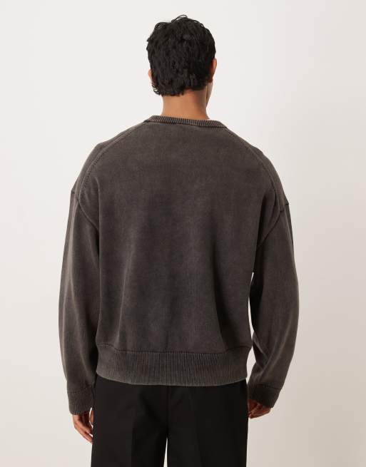 Calvin Klein Jeans – Pullover in verwaschenem Schwarz mit Rundhalsausschnitt, 3 von 5
