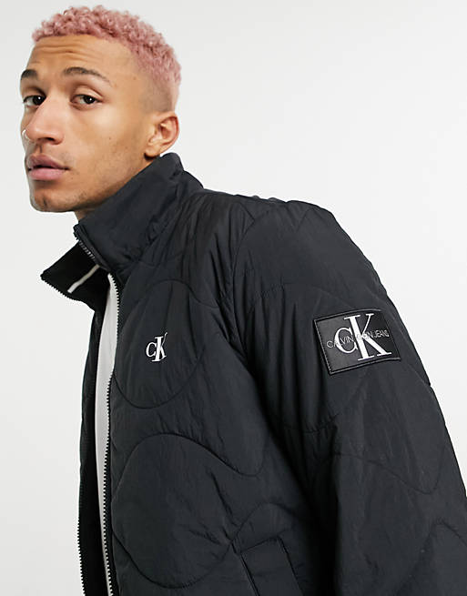 Calvin Klein Jeans quilted nylon jacket in black | ASOS
