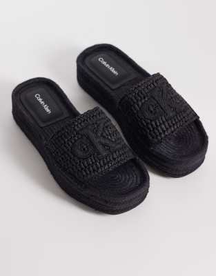  Jeans raffia flatform espadrille sandal 