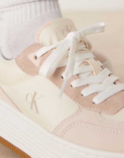 Calvin Klein Jeans - Råhvide sneakers med flatform-sål i gummi, 3 af 5