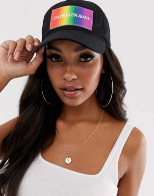 Calvin Klein Jeans rainbow logo cap-Black