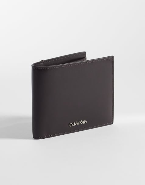 Calvin Klein Jeans raised logo billfold wallet in chocolate brown - view 1