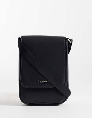 Calvin Klein Jeans raised logo crossbody bag in black