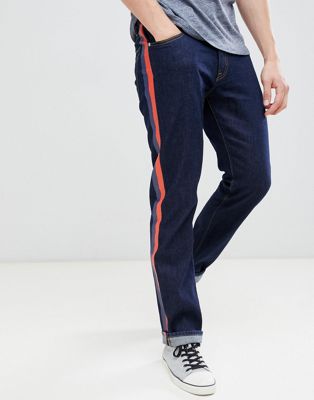 Calvin Klein Jeans – Raka jeans med ränder i sidorna-Blå