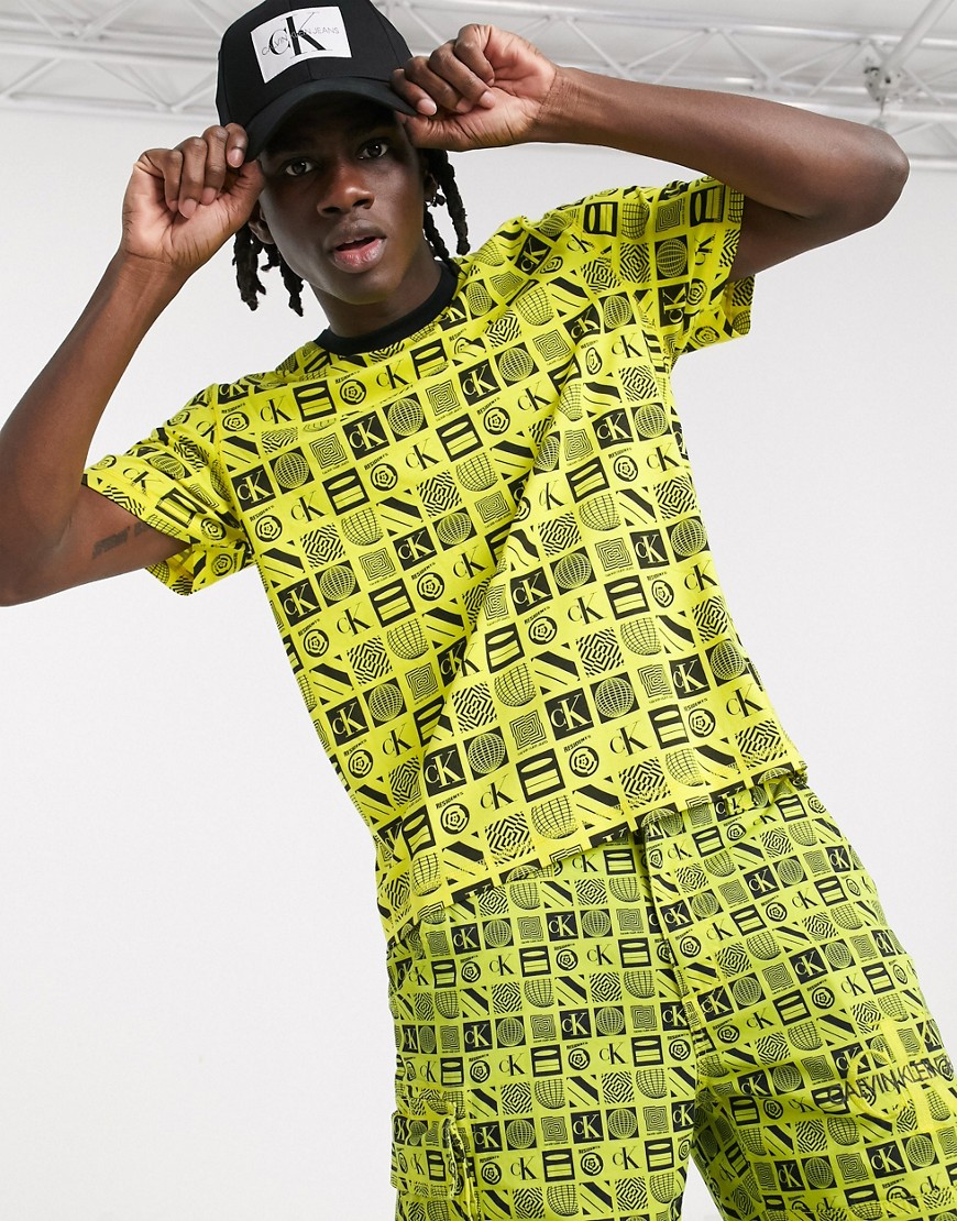 Calvin Klein Jeans - Rave pack flyer - T-shirt met print in geel
