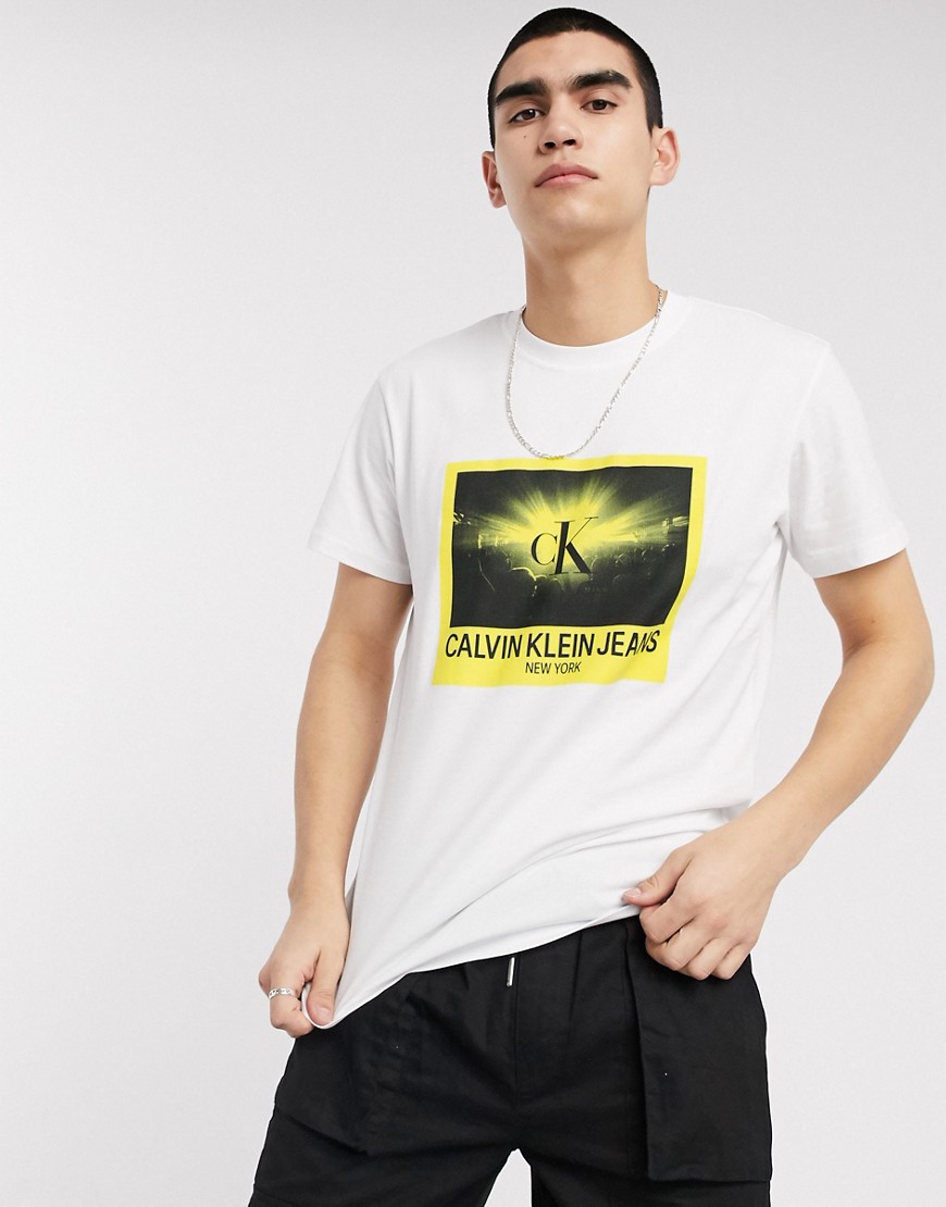 Calvin Klein Jeans - Rave Pack - T-shirt met fotoprint in wit