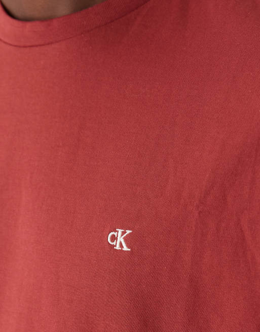 Calvin Klein Jeans - Rød T-shirt med lille logo, 5 af 5