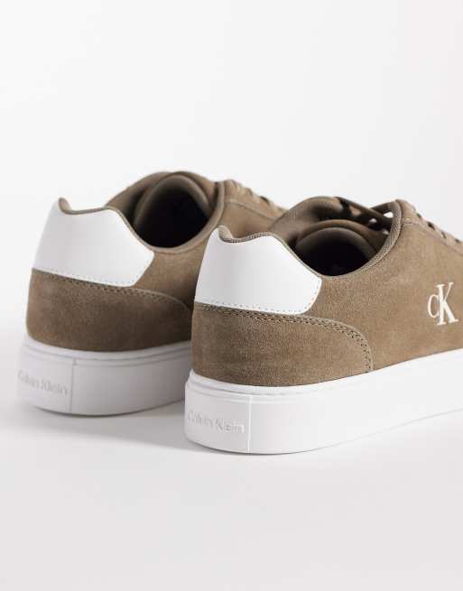 Calvin Klein Jeans real suede classic cupsole sneakers in taupe, 2 of 5
