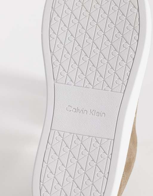 Calvin Klein Jeans real suede classic cupsole sneakers in taupe, 5 of 5