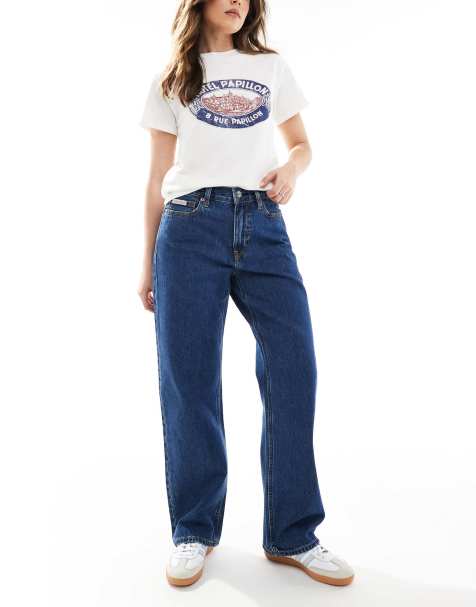 Calvin Klein Jeans - Rechte jeans in jaren 90-stijl in donkerblauw met wassing - view 1