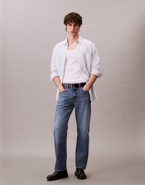 Calvin Klein Jeans - Rechte jeans in jaren 90-stijl in middenblauw - view 1