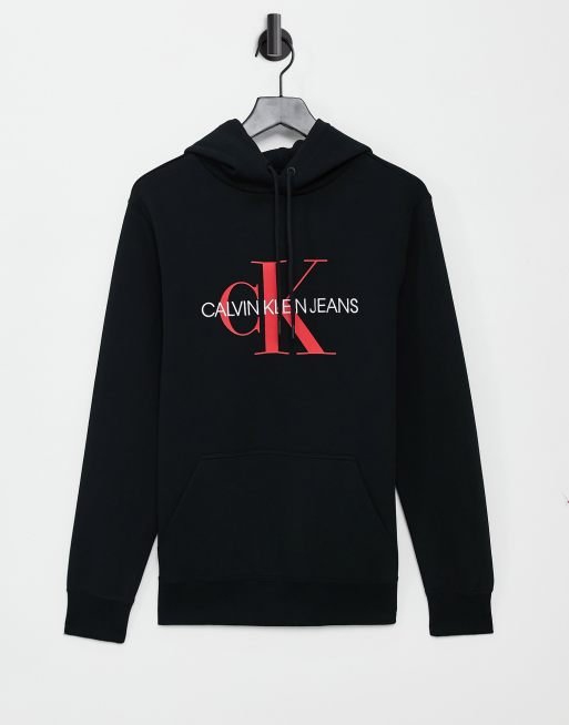  Calvin Klein Men's Monogram Logo Fleece Hoodie, Black