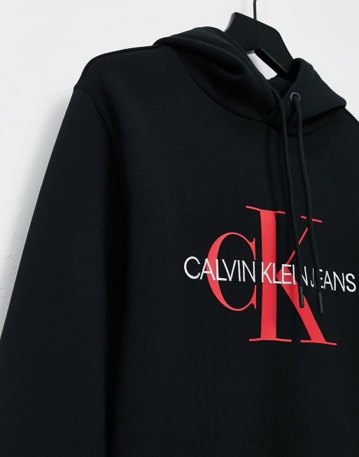 Calvin Klein AOP monogram hoodie in navy exclusive to ASOS