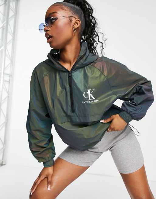 Calvin Klein Jeans reflective pullover jacket in metallic