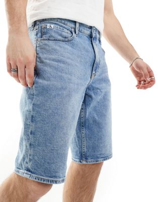 Shop Calvin Klein Jeans Est.1978 Regular Denim Shorts In Light Wash-blue