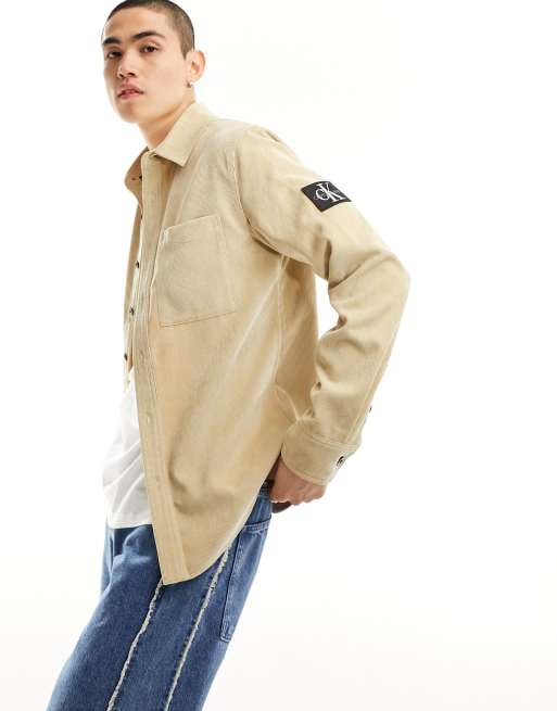 Albini Beige Melange Fine Stretch Corduroy Shirt