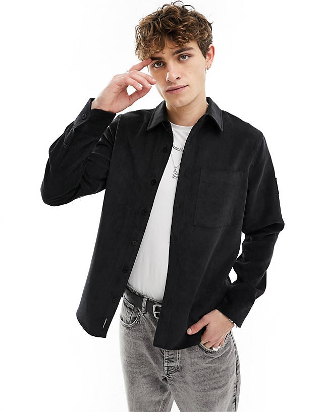 Calvin Klein Jeans - regular fit corduroy shirt in black