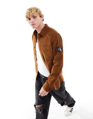 Calvin Klein Jeans regular fit corduroy shirt in brown - ASOS Price Checker