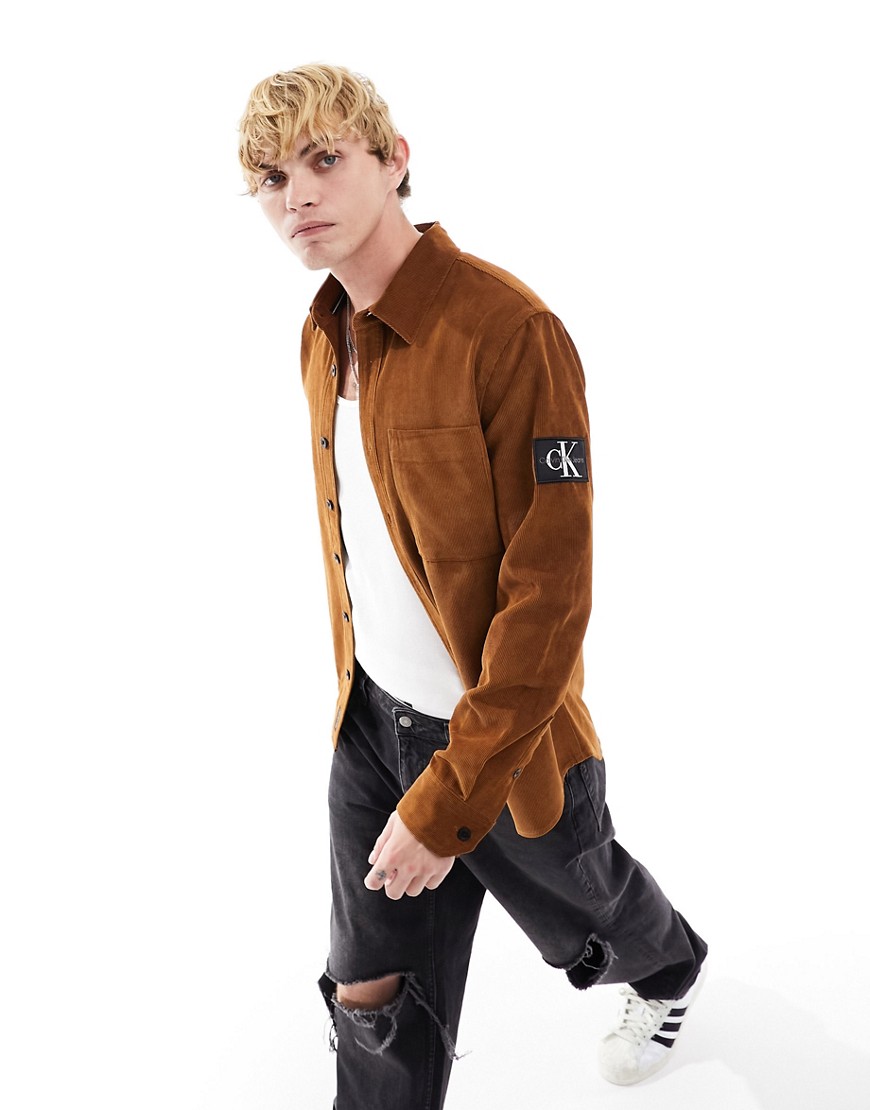 Calvin Klein Jeans regular fit corduroy shirt in brown