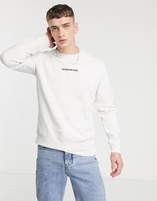 Calvin Klein Jeans regular fit crew neck jumper in white