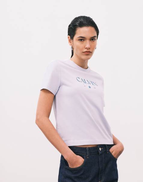 Calvin Klein Jeans graphic baby tee in blue