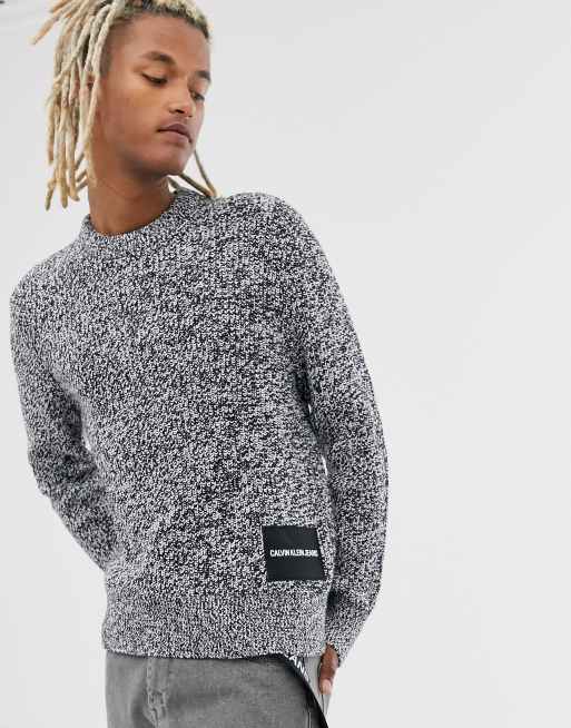 Calvin Klein Jeans regular fit jumper in grey with logo patch | ASOS