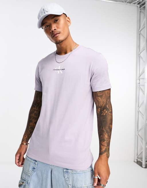 Calvin Klein Jeans - Regular-fit T-shirt met monogramlogo in paars