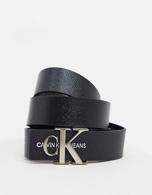 Calvin Klein Jeans reissue logo belt in black