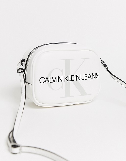 Calvin Klein Jeans reissue logo crossbody camera bag in white