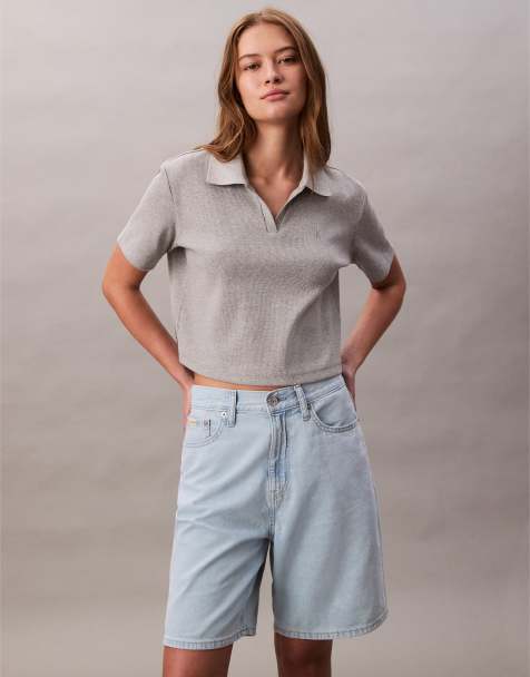 Calvin Klein Jeans relaxed bermuda denim shorts in light wash - view 1