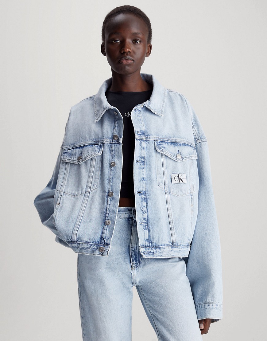 Calvin Klein Jeans Relaxed Denim Jacket in Denim Light-Blue