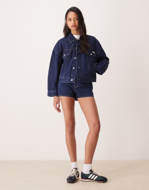 Calvin Klein Jeans relaxed denim trucker jacket in darkwash blue - view 1