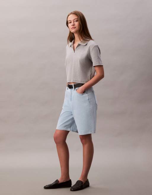 Calvin Klein Jeans – Relaxed Fit Bermuda-Jeansshorts in heller Waschung, 5 von 5