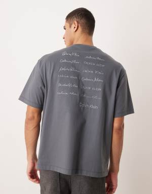 Calvin Klein Jeans relaxed fit graphic t-shirt in charcoal