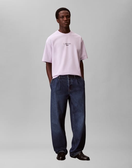 Calvin Klein Jeans relaxed fit graphic t-shirt in lilac, 2 of 4